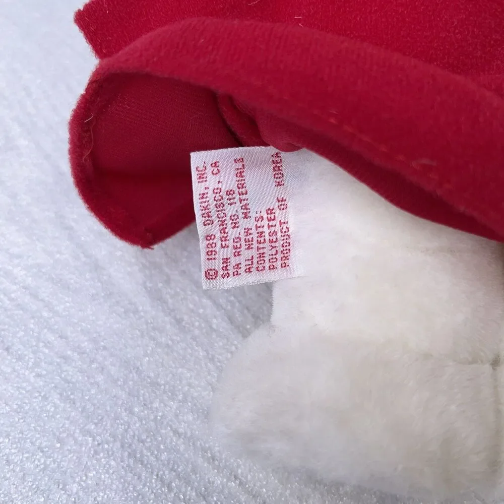 Vintage 1988 Dakin White Shepherd Bear Christmas Stuffed Animal Plush 9